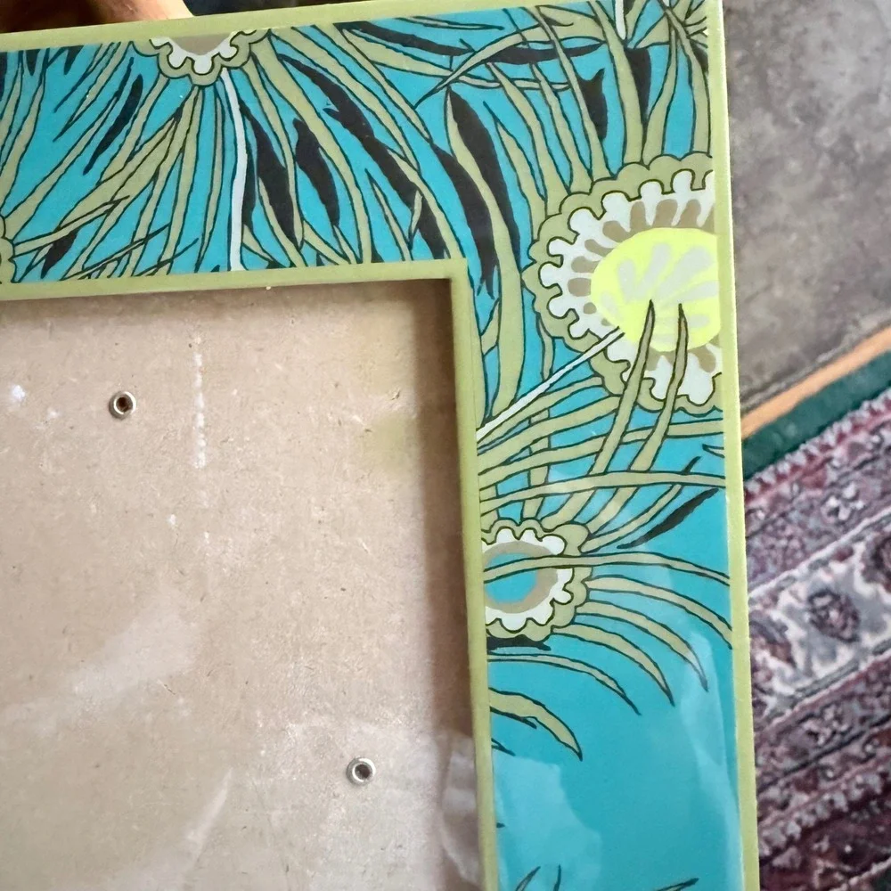 5x7 Photo Frame Teal Green Excellent Peacock Feather Boho